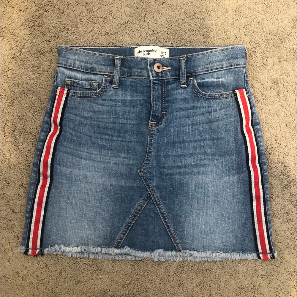 Abercrombie Kids Denim Jean Red Stripe Skirt